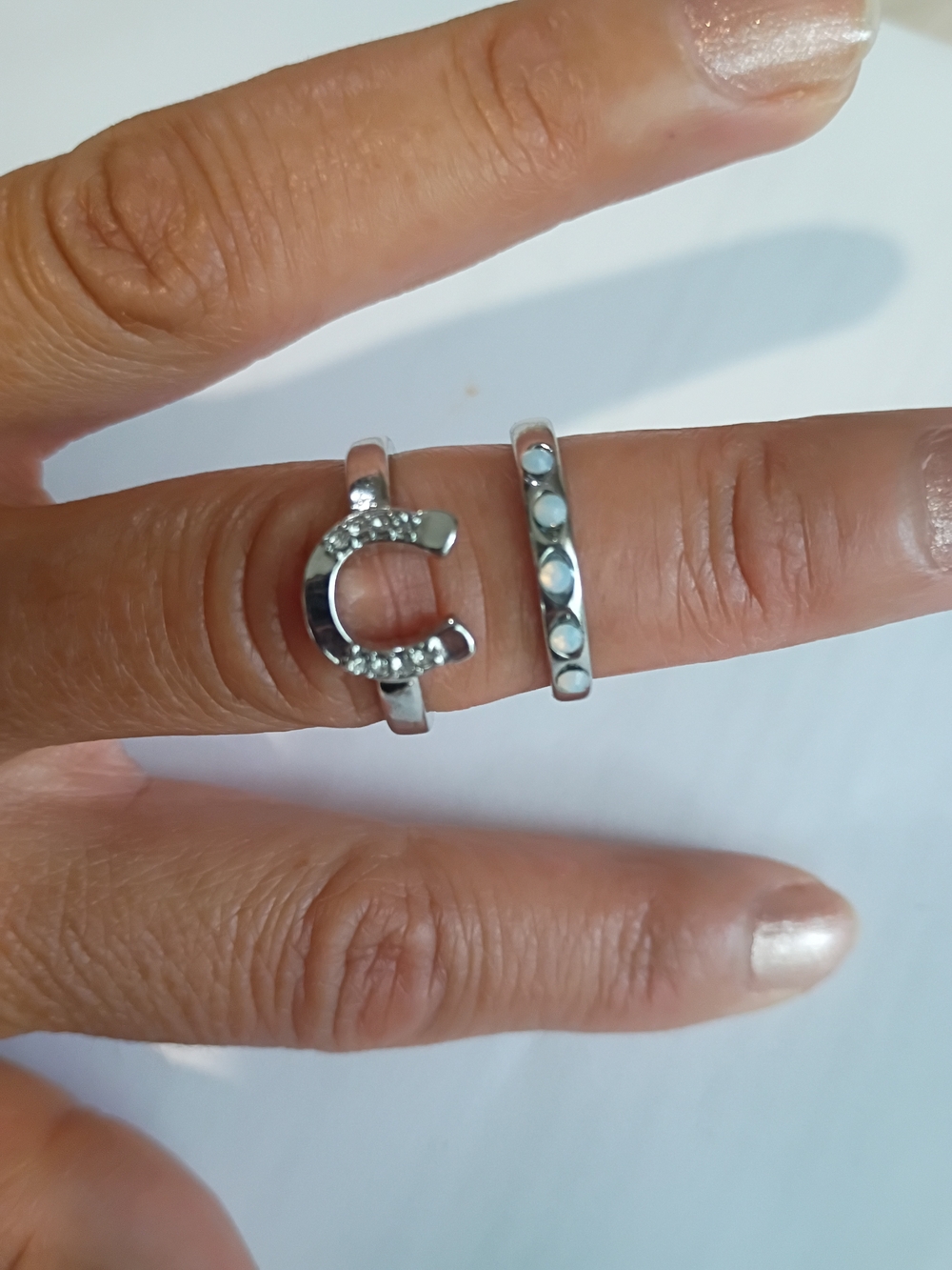 Set Silver Ring and Dot Band Set - Women's Jewelry